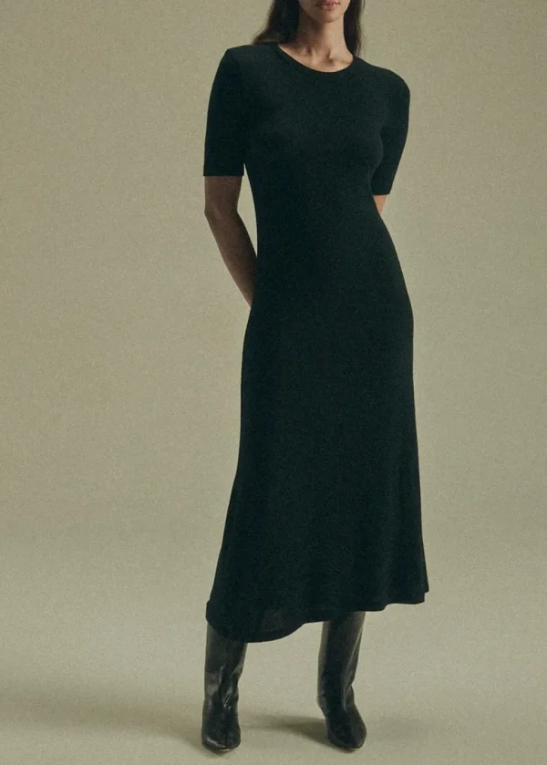 Anemos Short Sleeve Midi Dress - Black