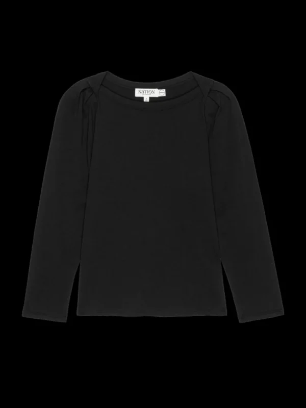 Nation LTD Amelie Envelope Neck Top in Jet Black