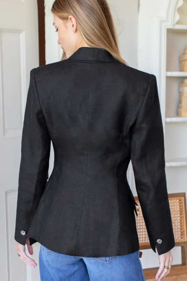 Sculptural Blazer Black Linen