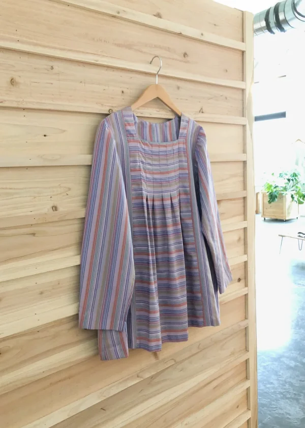 Vintage 70s Birds & Bees Stripe Peasant Top